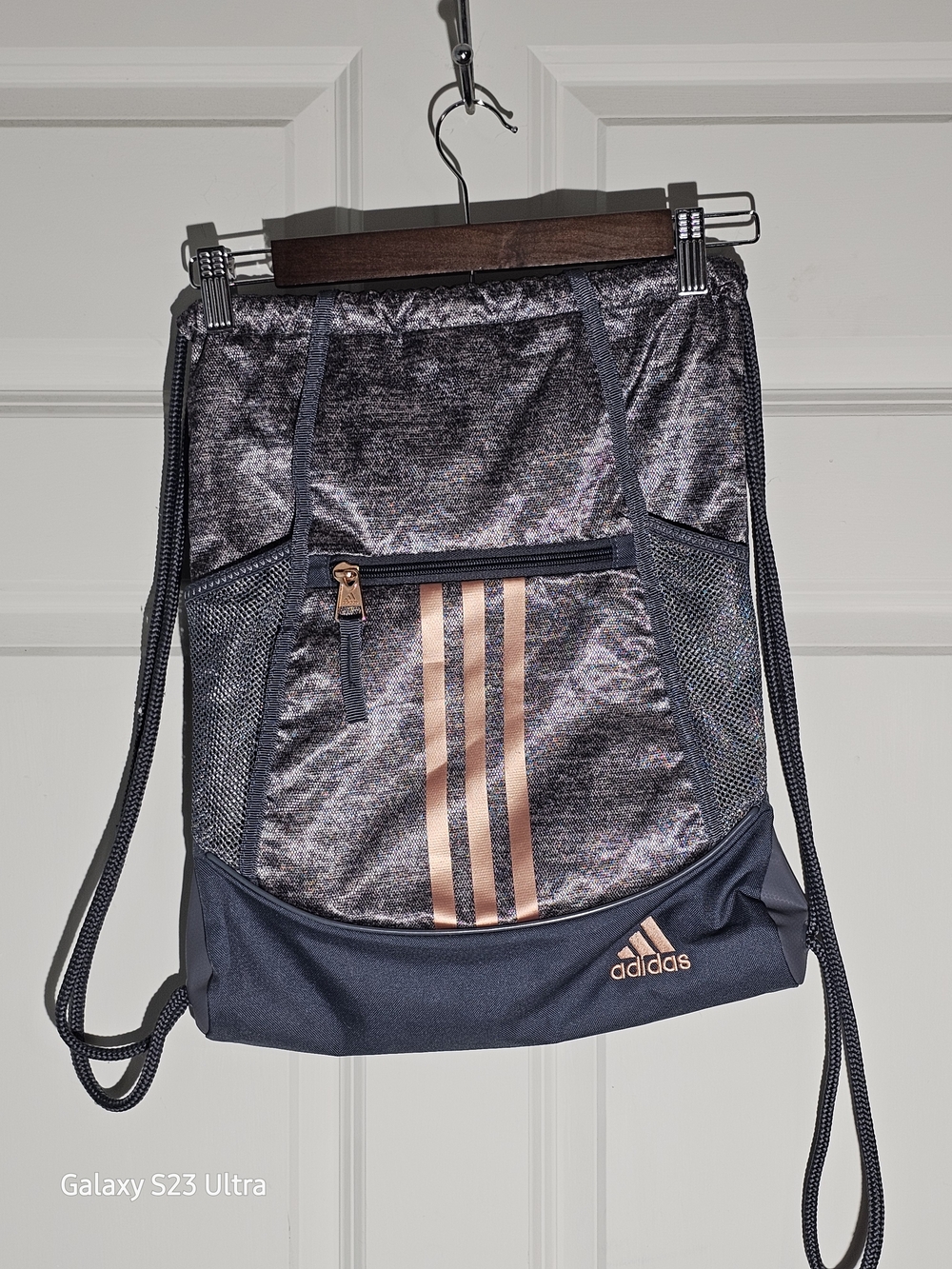 Adidas Alliance II Sackpack Drawstring Bag Jersey Onix Grey Rose Gold Sport - Picture 3 of 5